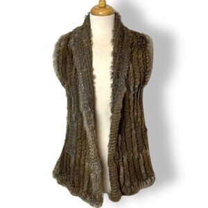 Marc by Marc Jacobs Rabbit Fur Knit Wool Vest Pockets OS Natural Color